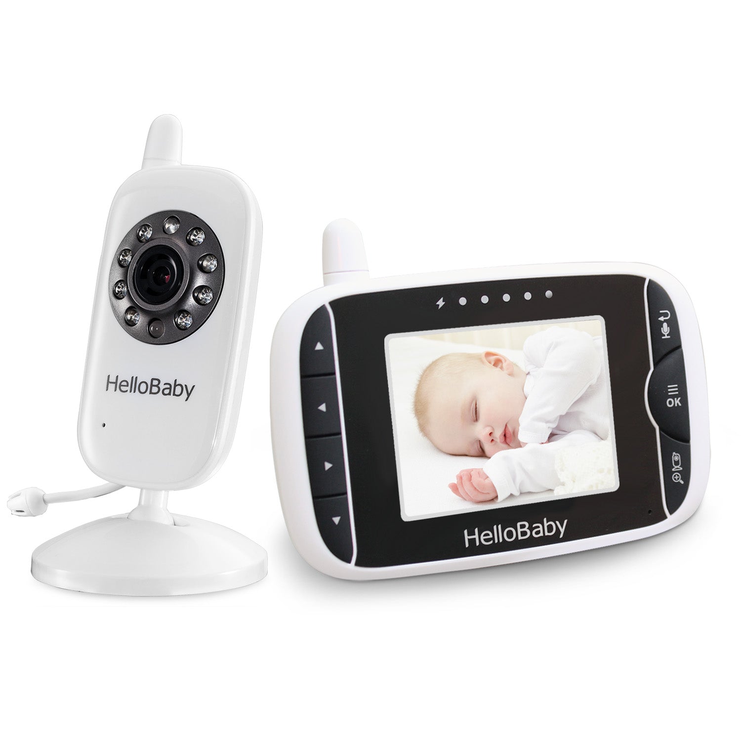 HelloBaby Monitor con cámara y audio, pantalla IPS LCD pantalla de video  monitor de bebé sin WiFi visión nocturna infrarroja, temprature, canción de