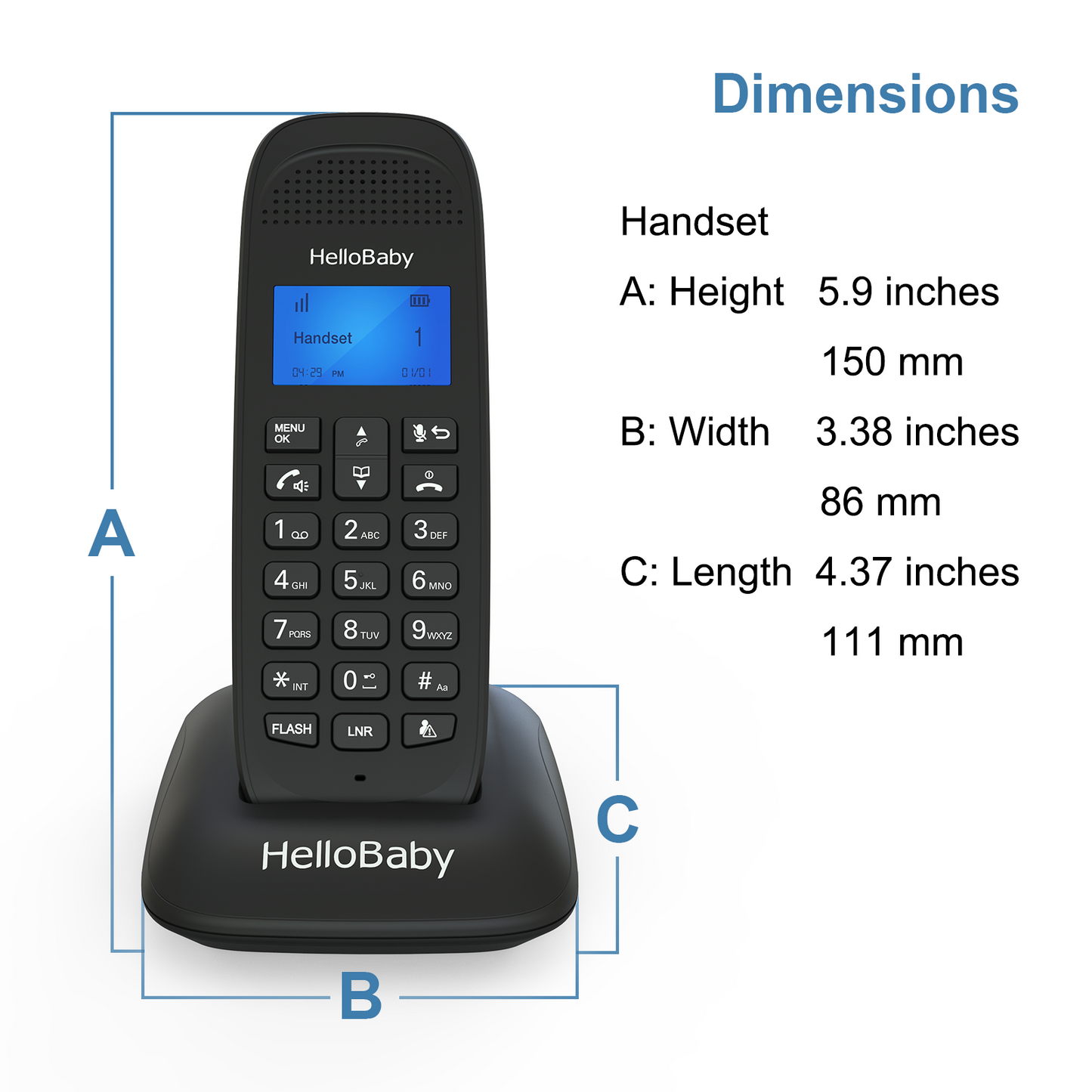 hellobaby best baby monitor - HelloBaby HB1688-1 DECT 6.0 Cordless Phone Handset