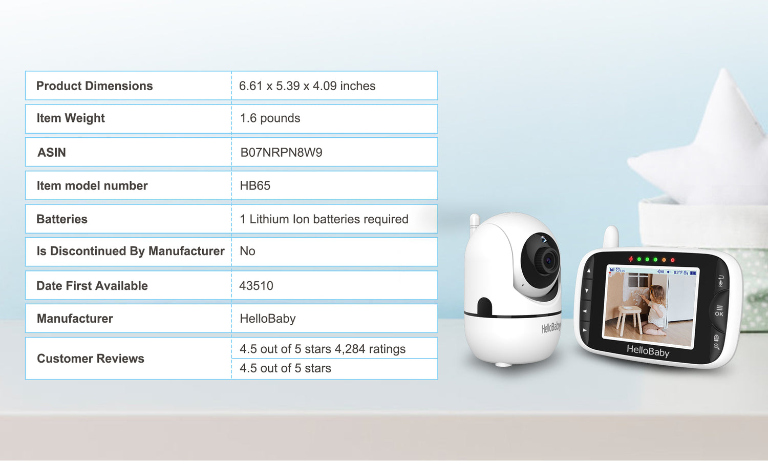 HelloBaby video baby monitor with no wifi
