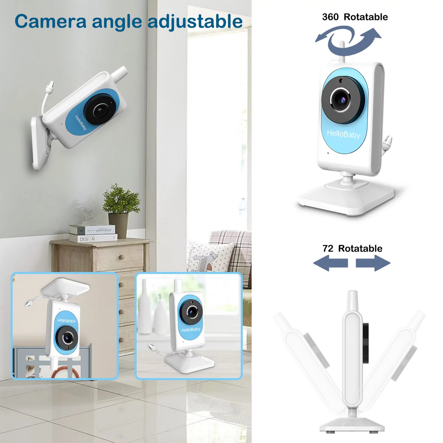 hellobaby best baby monitor - Baby Monitor HelloBaby Video Baby Monitor with 2.4 inch Screen, Night Vision, Temperature Sensor, VOX Mode, One-Way Talk, HB26