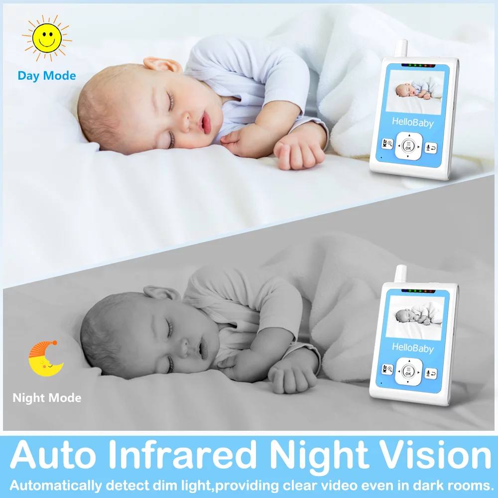 hellobaby best baby monitor - Baby Monitor HelloBaby Video Baby Monitor with 2.4 inch Screen, Night Vision, Temperature Sensor, VOX Mode, One-Way Talk, HB26