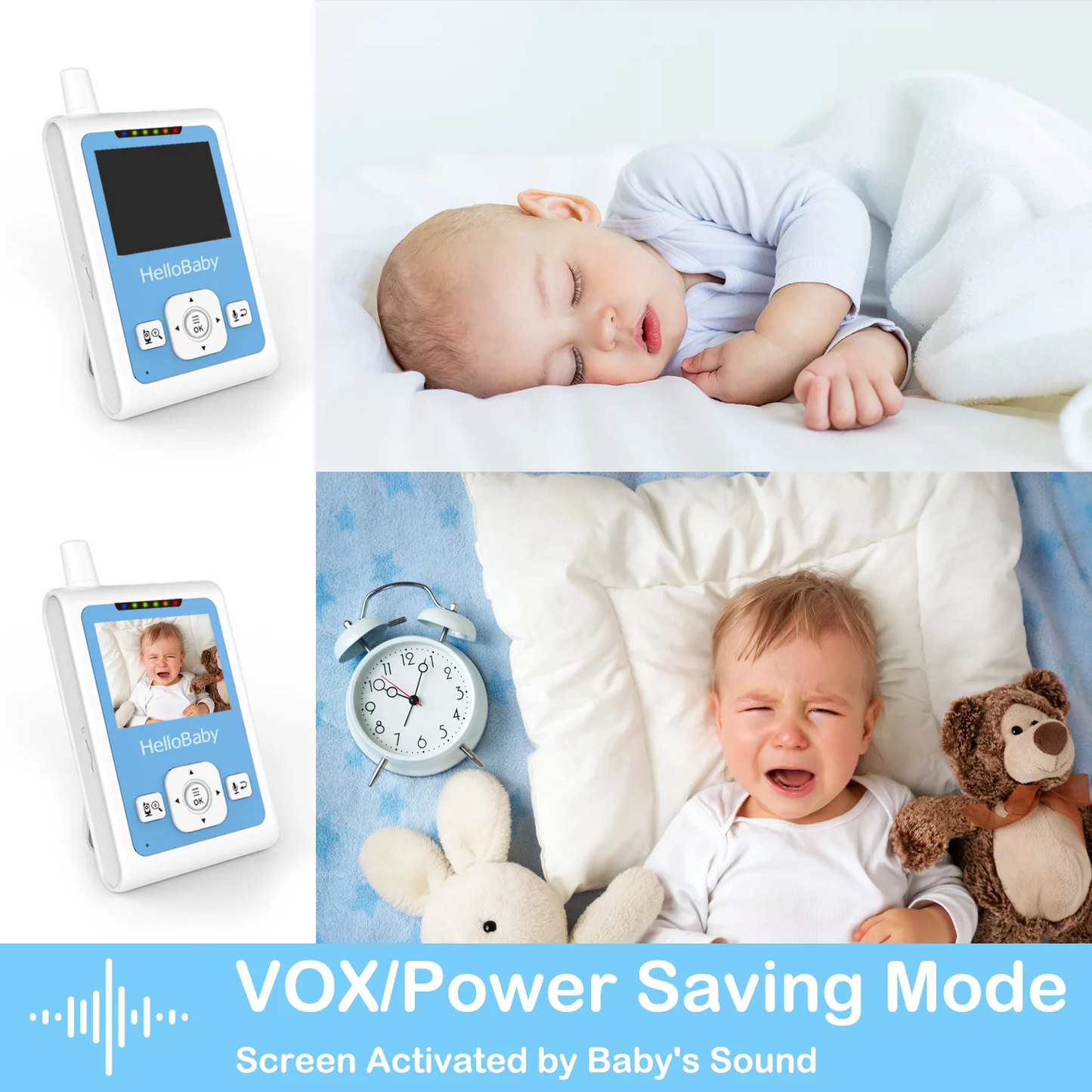 hellobaby best baby monitor - Baby Monitor HelloBaby Video Baby Monitor with 2.4 inch Screen, Night Vision, Temperature Sensor, VOX Mode, One-Way Talk, HB26