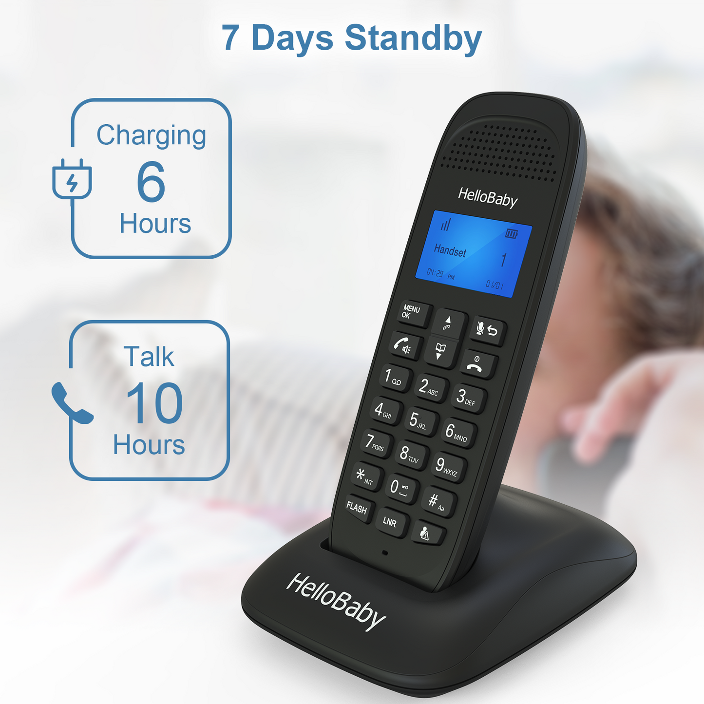 HelloBaby HB1688-3 DECT 6.0 Cordless Phone with 3 Handsets