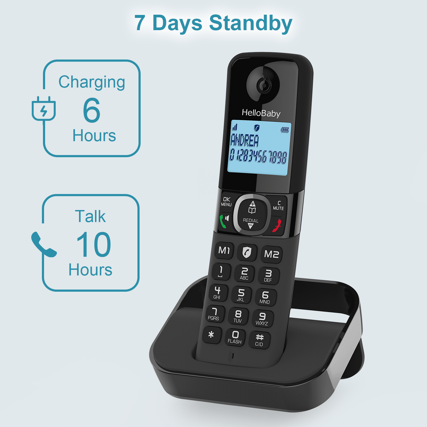 Hellobaby HB2688-3 DECT 6.0 Digital Cordless Telephone