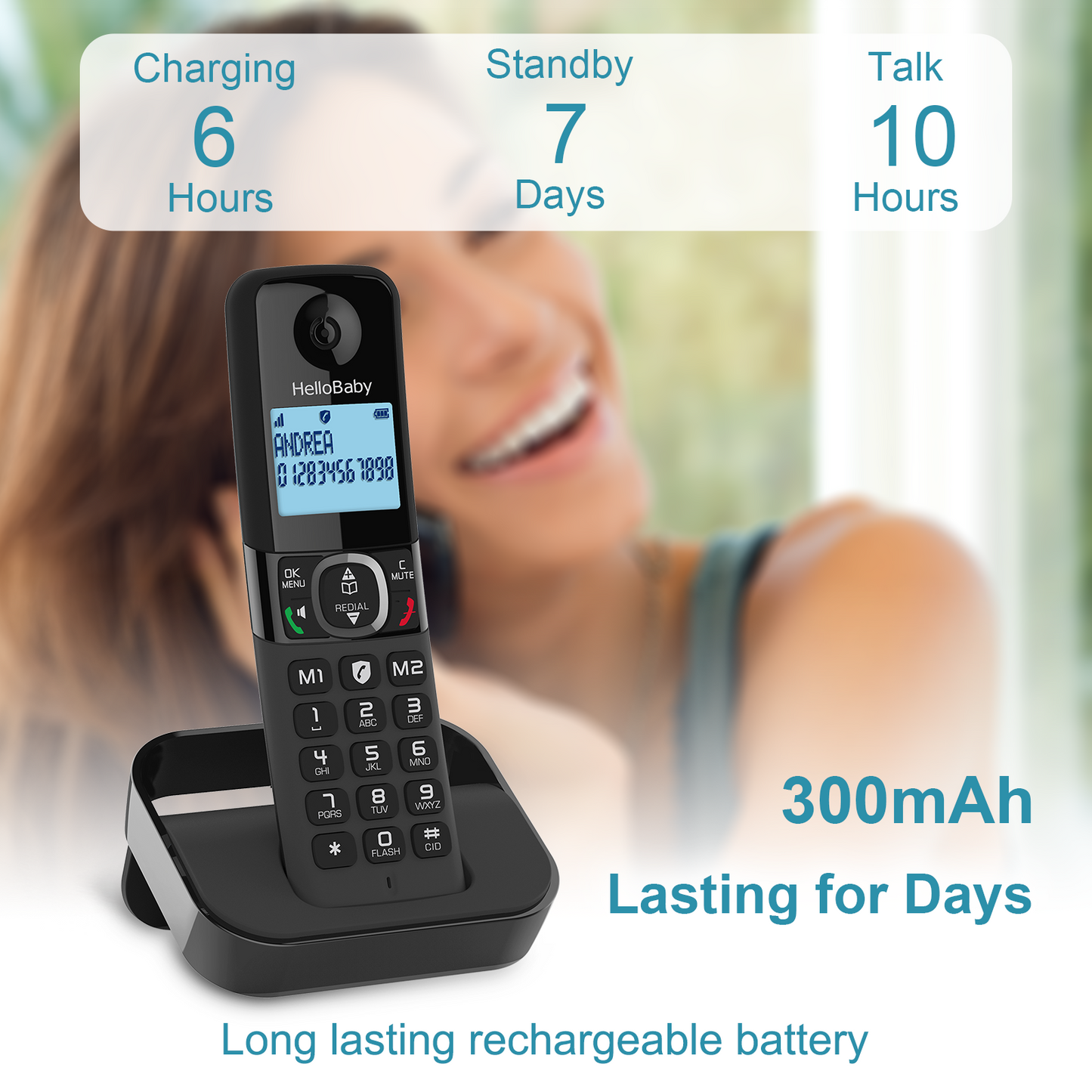 hellobaby best baby monitor - Hellobaby HB2688-2 DECT 6.0 Cordless Phone with 2 Handsets