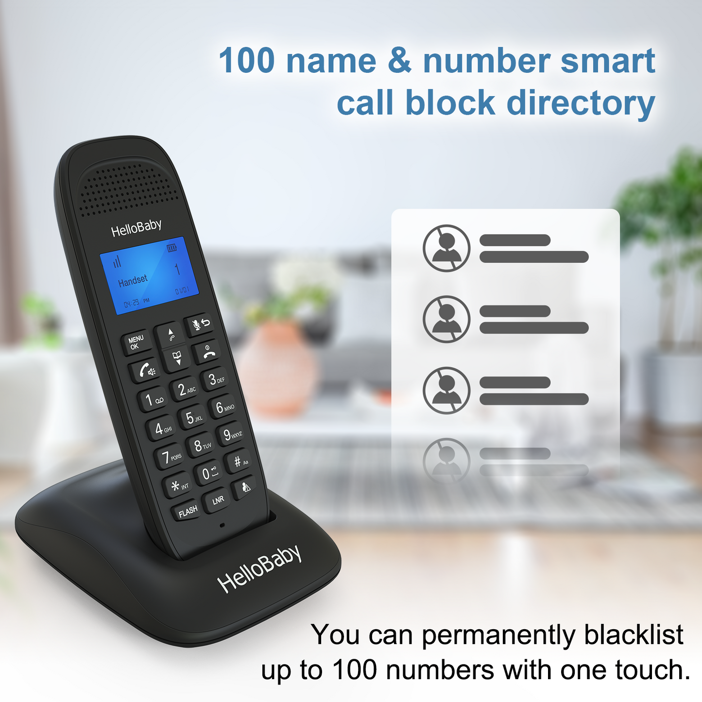 HelloBaby HB1688-2 DECT 6.0 Cordless Phone with 2 Handsets