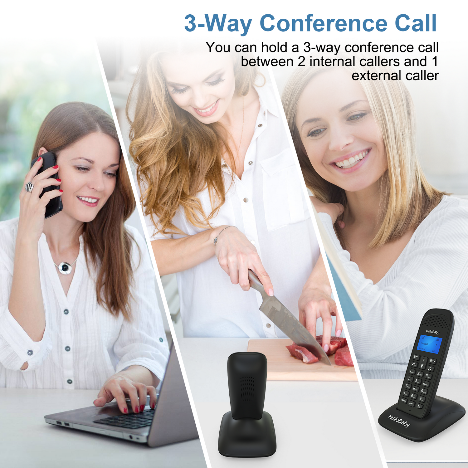 hellobaby best baby monitor - HelloBaby HB1688-3 DECT 6.0 Cordless Phone with 3 Handsets