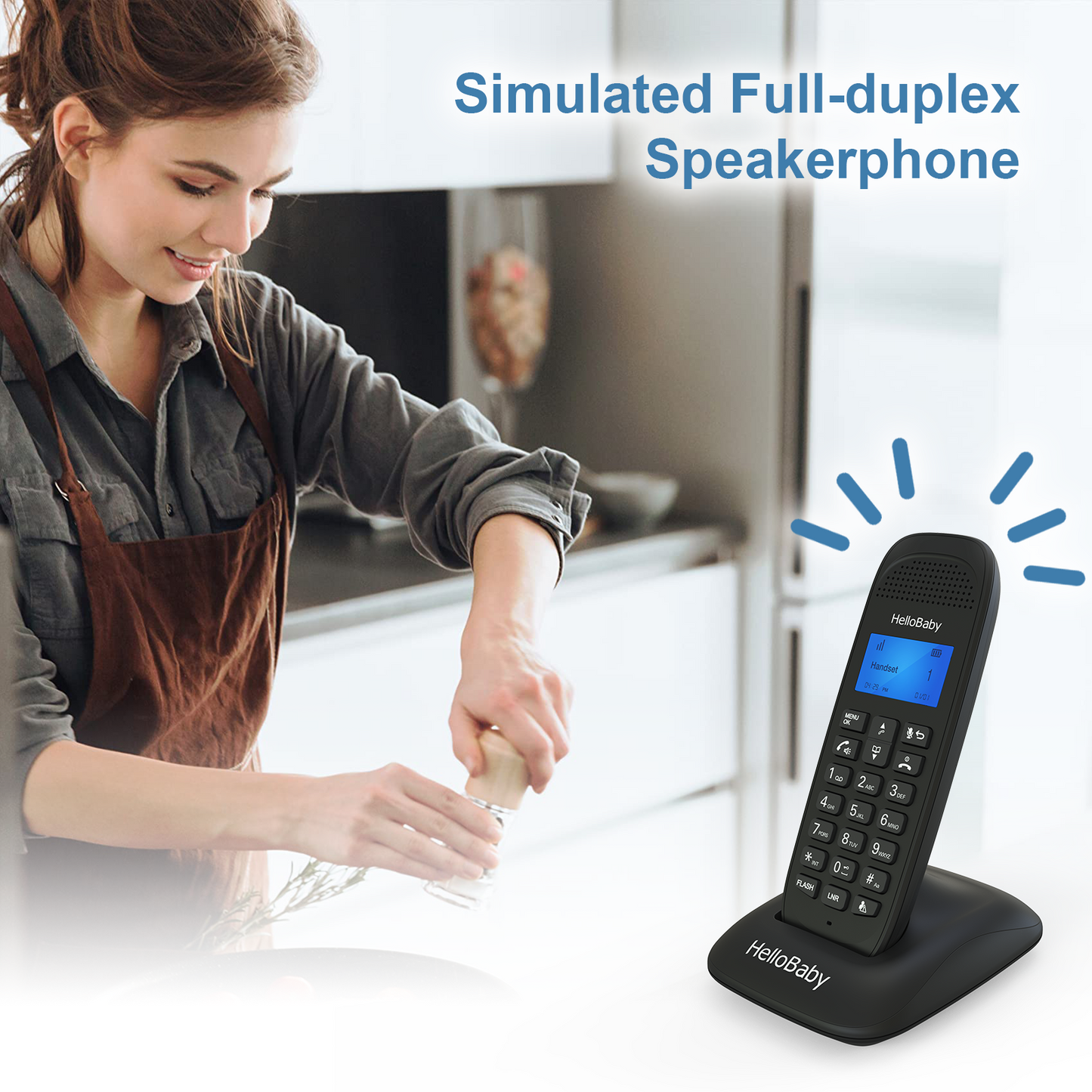 HelloBaby HB1688-3 DECT 6.0 Cordless Phone with 3 Handsets