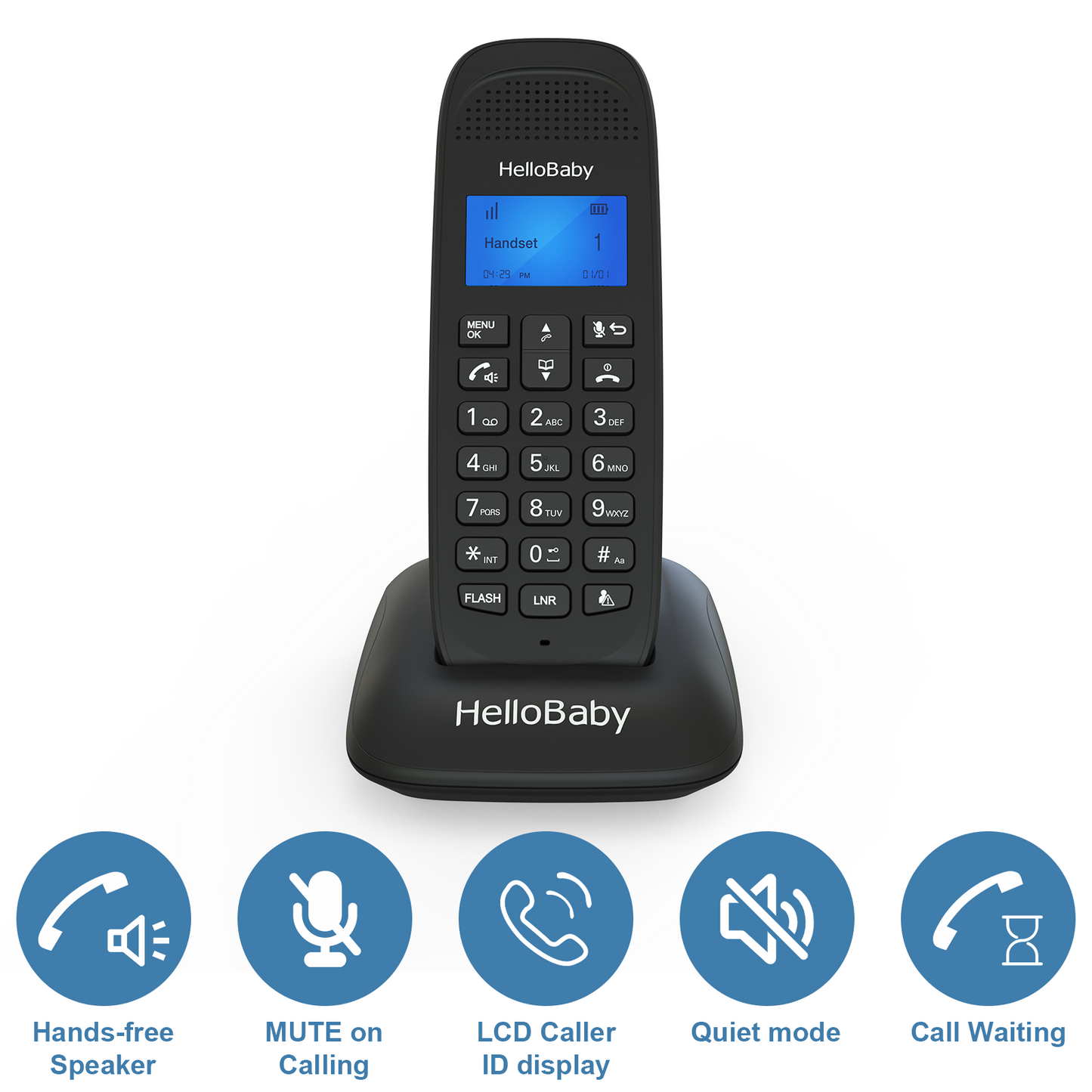 HelloBaby HB1688-2 DECT 6.0 Cordless Phone with 2 Handsets
