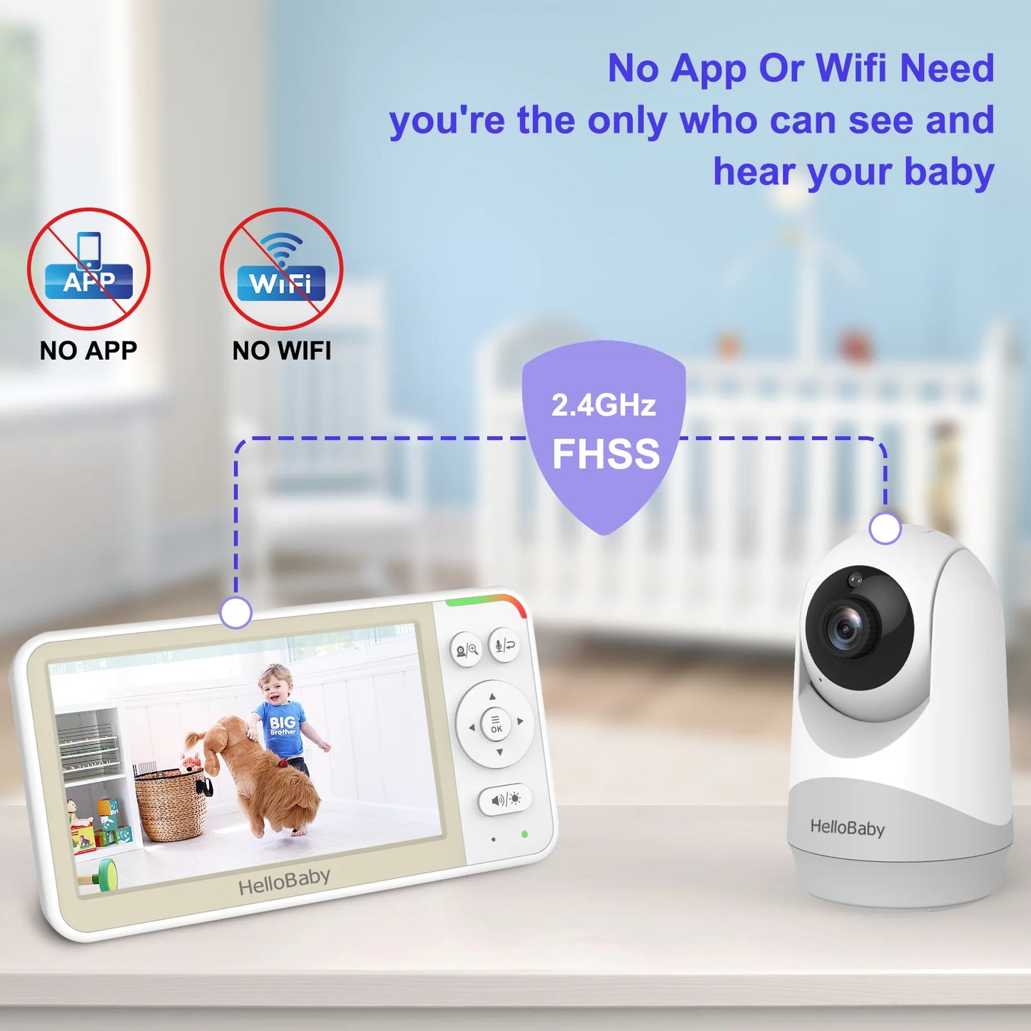 hellobaby best baby monitor - HelloBaby Video Baby Monitor-HB6256 with Remote Pan-Tilt and Zoom, 1000ft Long Range, No WiFi, 5.0" LCD, Night Vision, Lullabies, and Two-Way Audio