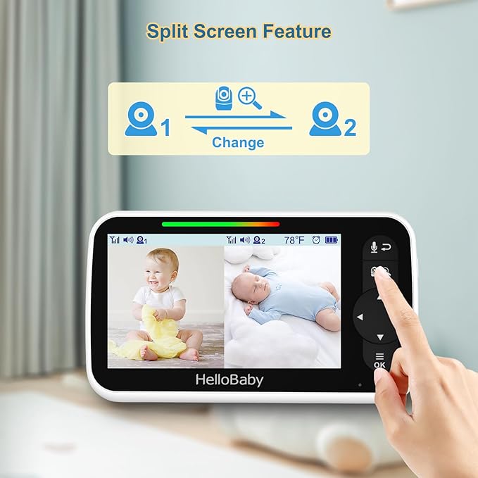 hellobaby best baby monitor - HelloBaby HB6351-2 Video Baby Monitor with two cameras