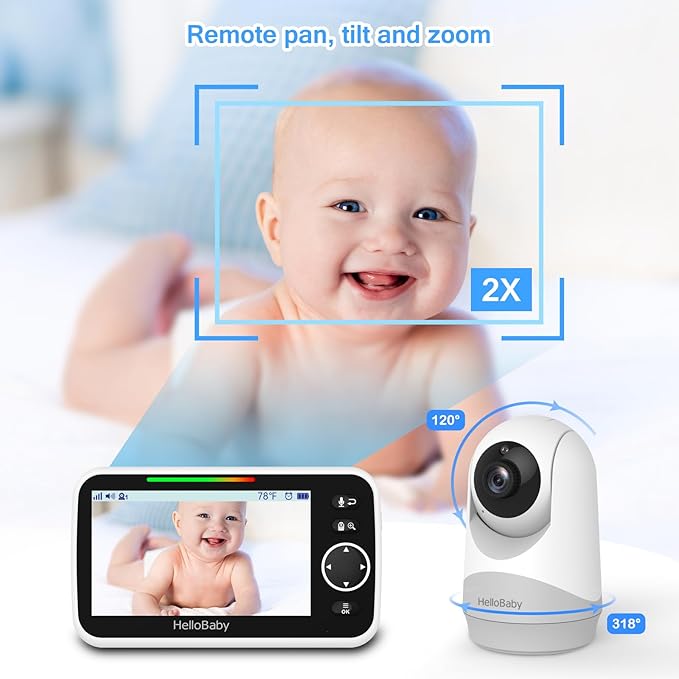 hellobaby best baby monitor - HelloBaby HB6250 Baby Monitor, 5" Screen, VOX, PTZ, Night Vision, No WiFi