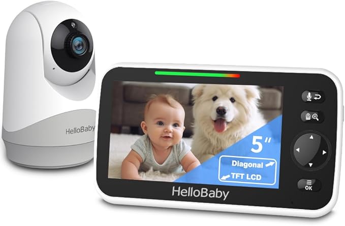 HelloBaby 6'' IPS Screen Baby Monitor With Flexible Mount - No WiFi Camera With 30 Hour Battery