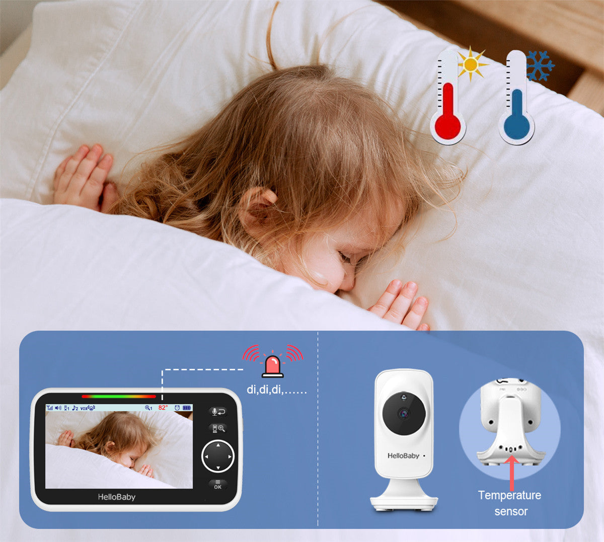 HelloBaby baby monitor camera with temperature sensor