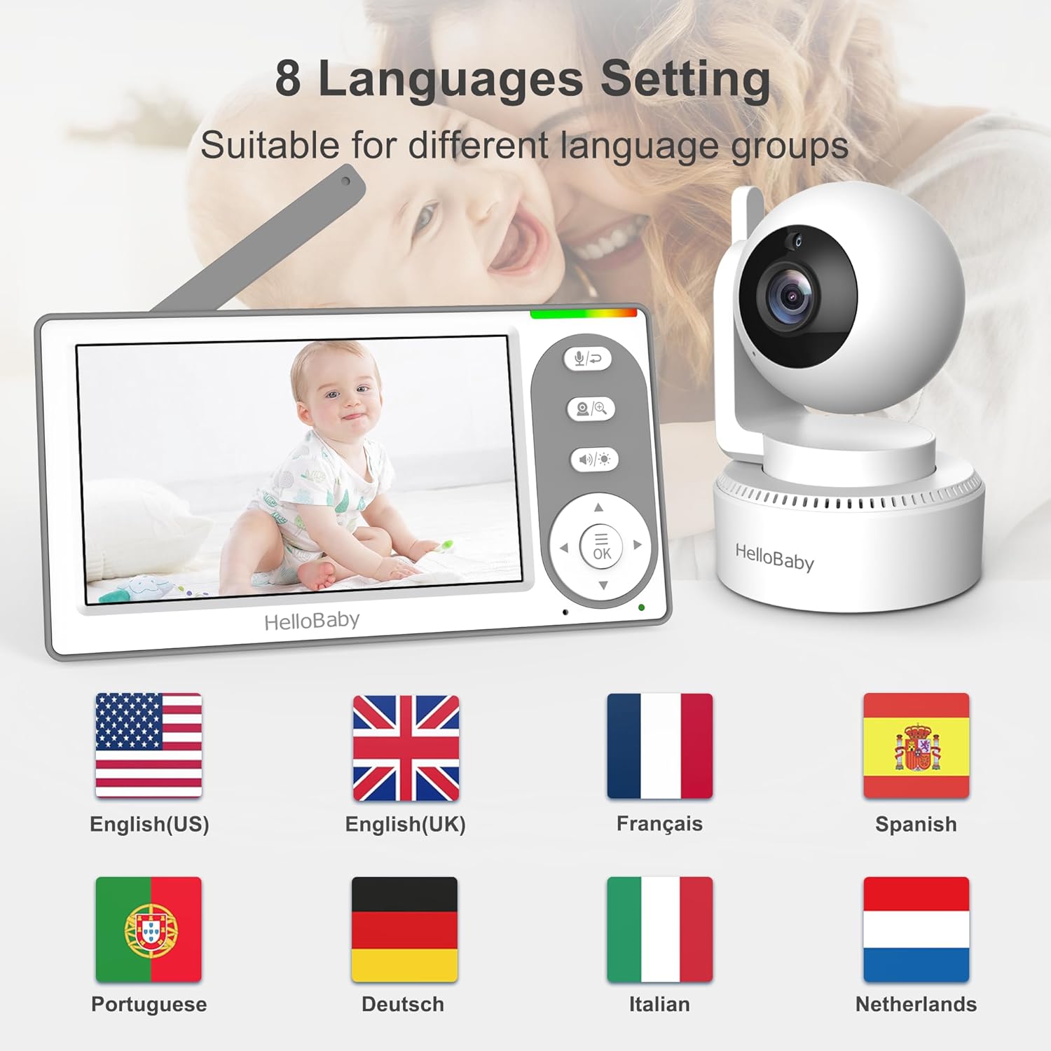 hellobaby best baby monitor - HelloBaby HB6148 Baby Monitor, 4.3" Screen, 30H Battery, PTZ, No WiFi