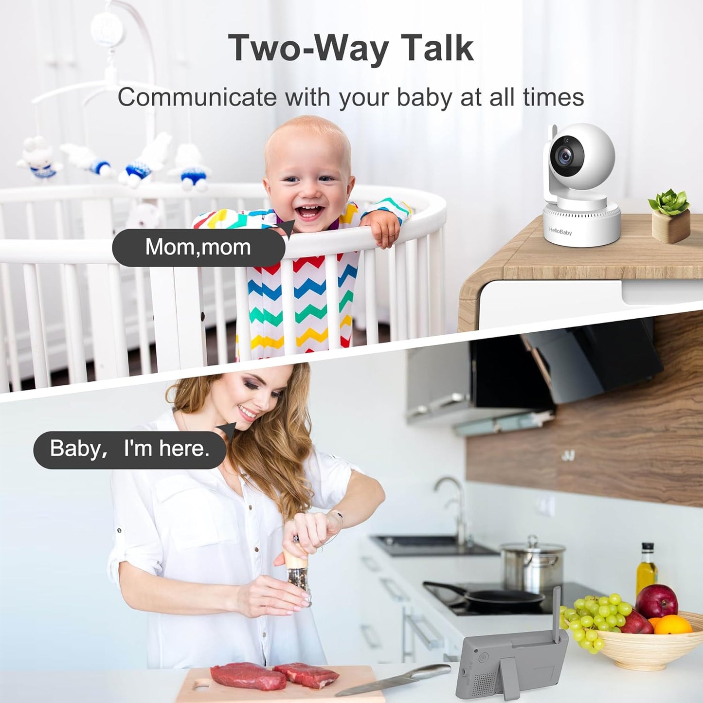 hellobaby best baby monitor - HelloBaby HB6148 Baby Monitor, 4.3" Screen, 30H Battery, PTZ, No WiFi