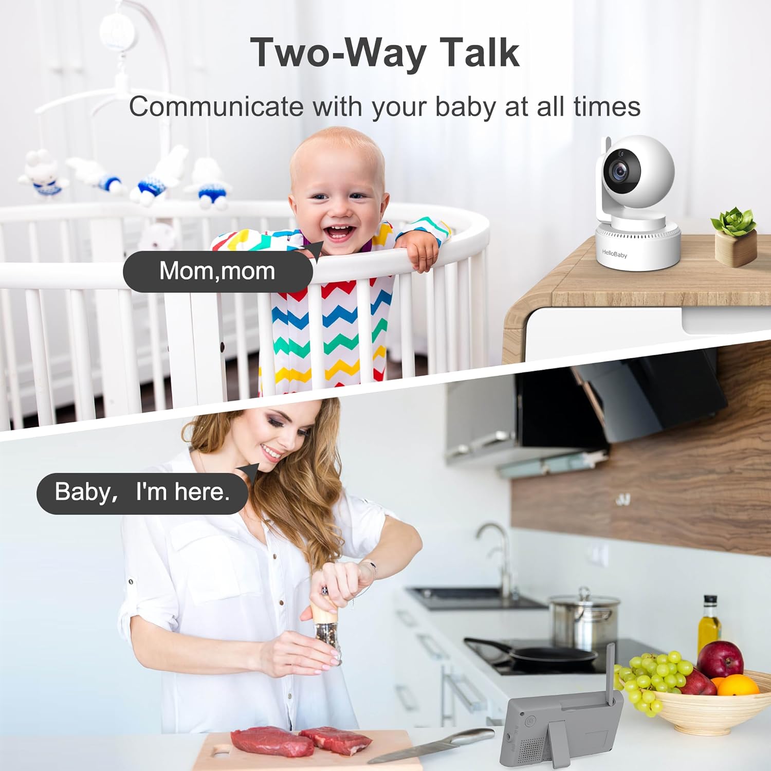 hellobaby best baby monitor - HelloBaby HB6148 Baby Monitor, 4.3" Screen, 30H Battery, PTZ, No WiFi