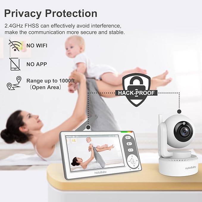 hellobaby best baby monitor - HelloBaby HB6148 Baby Monitor, 4.3" Screen, 30H Battery, PTZ, No WiFi