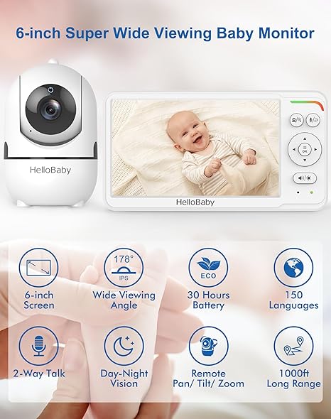 hellobaby best baby monitor - HelloBaby HB6560-2 Video Baby Monitor with two cameras