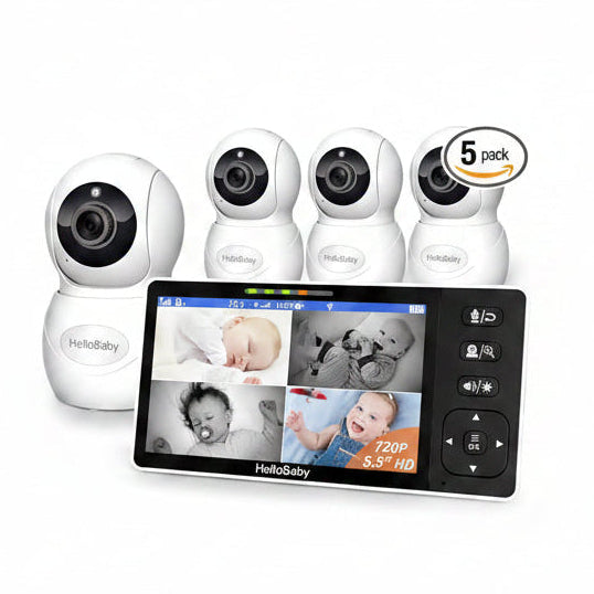 HelloBaby 720P Split Screen Baby Monitor with 4 Cameras HB6081-4
