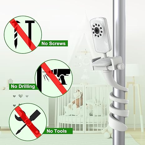 hellobaby best baby monitor - Universal Baby Monitor Camera Mount for Infant Optics DXR-8 & DXR-8 Pro, Compatible with HelloBaby Light-Weight Type Baby Monitors, Attaches to Cribs, Cots, or Furniture