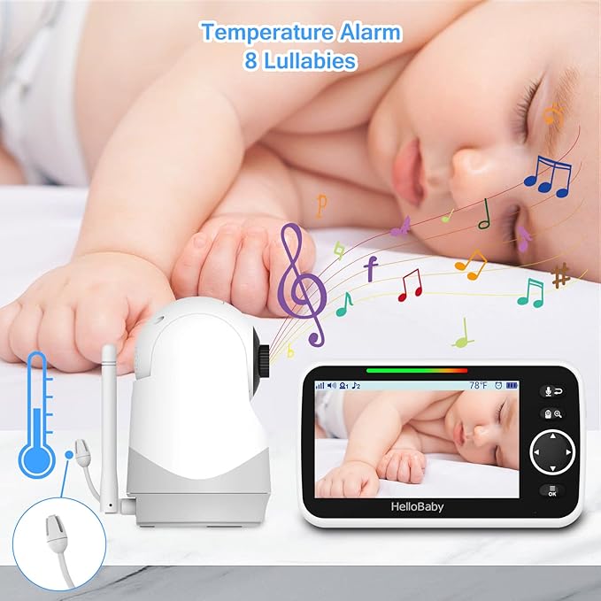 hellobaby best baby monitor - HelloBaby HB6250 Baby Monitor, 5" Screen, VOX, PTZ, Night Vision, No WiFi