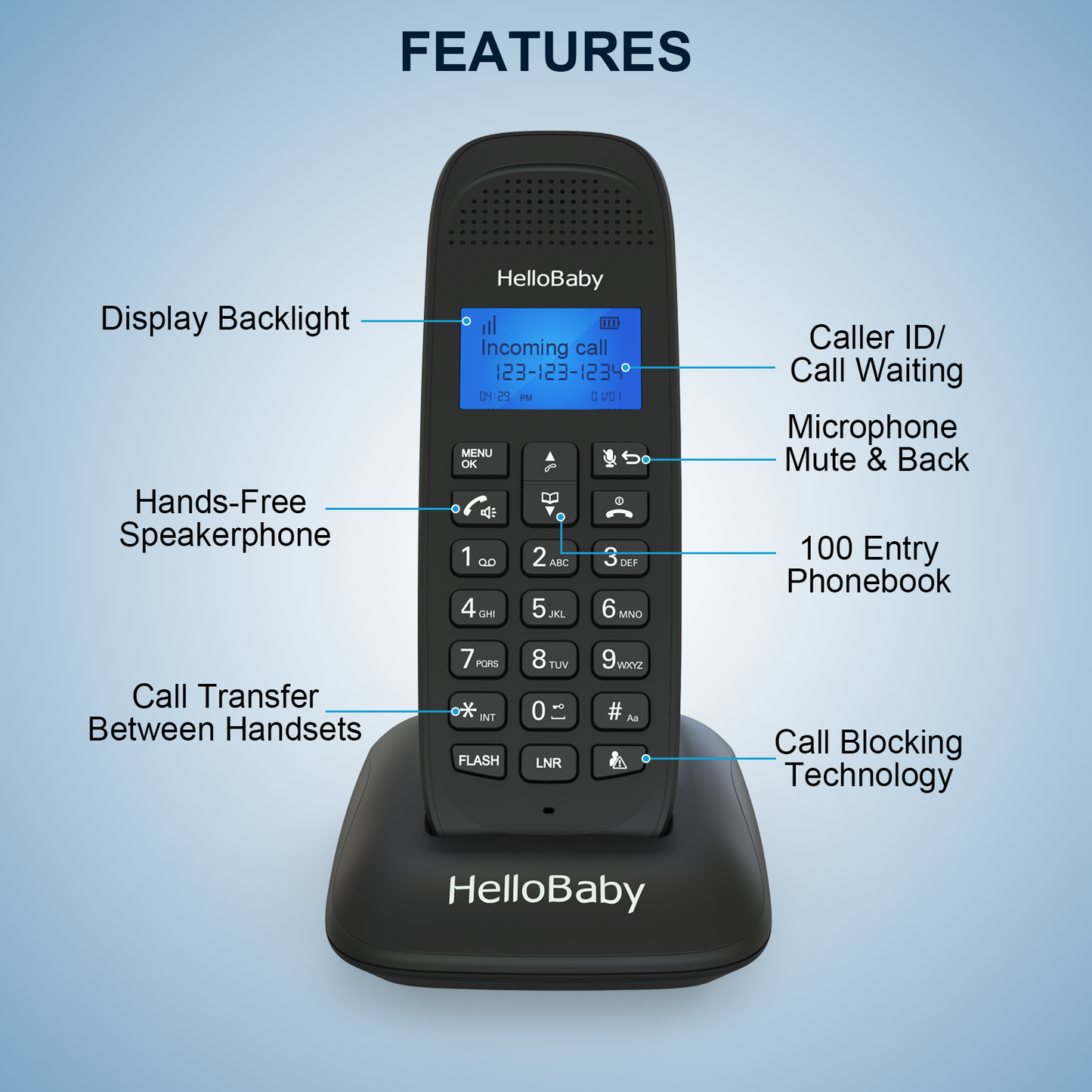 hellobaby best baby monitor - HelloBaby HB1688-1 DECT 6.0 Cordless Phone Handset