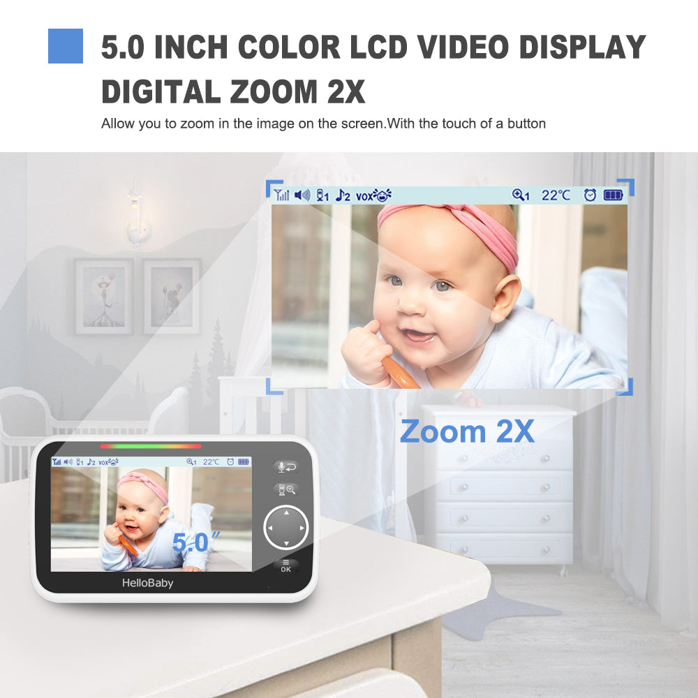 hellobaby best baby monitor - HelloBaby monitor HB50 | Video Baby Monitor with Camera and Audio