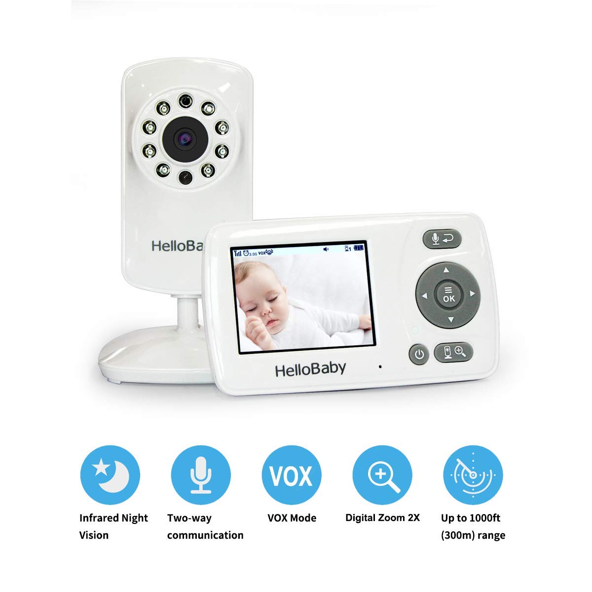 hellobaby best baby monitor - Hellobaby monitor HB30 | Video Baby Monitor with Camera