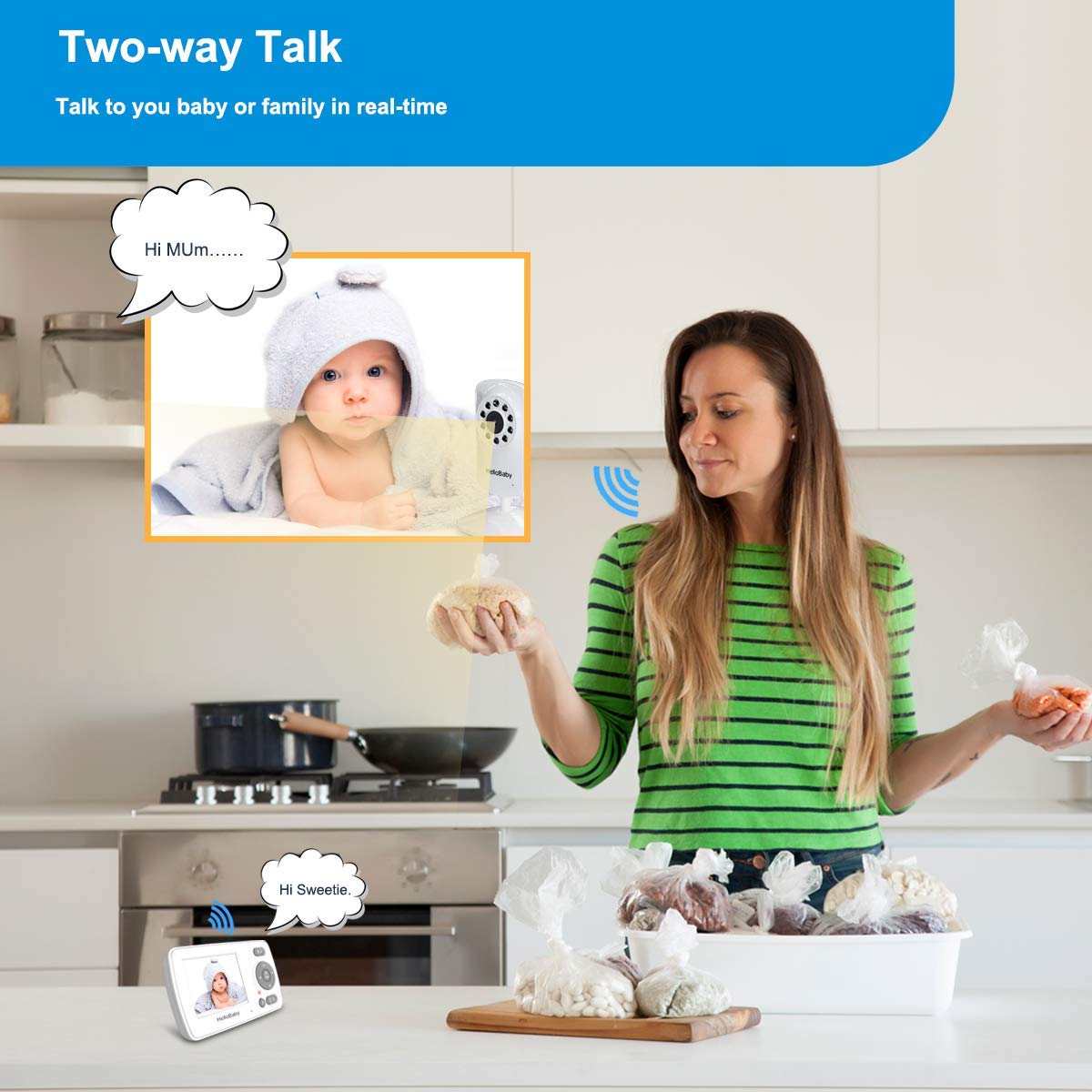 hellobaby best baby monitor - Hellobaby monitor HB30 | Video Baby Monitor with Camera