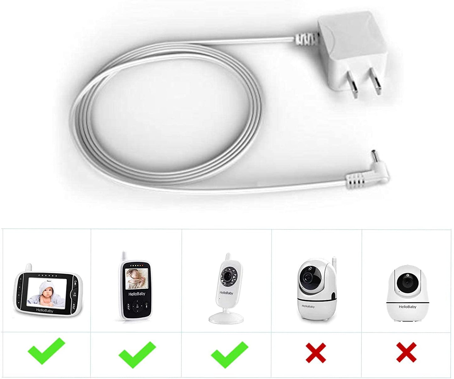 hellobaby best baby monitor - HB32 charge cord—Charger for HB32 Monitor and HB32 Camera, 6.6ft
