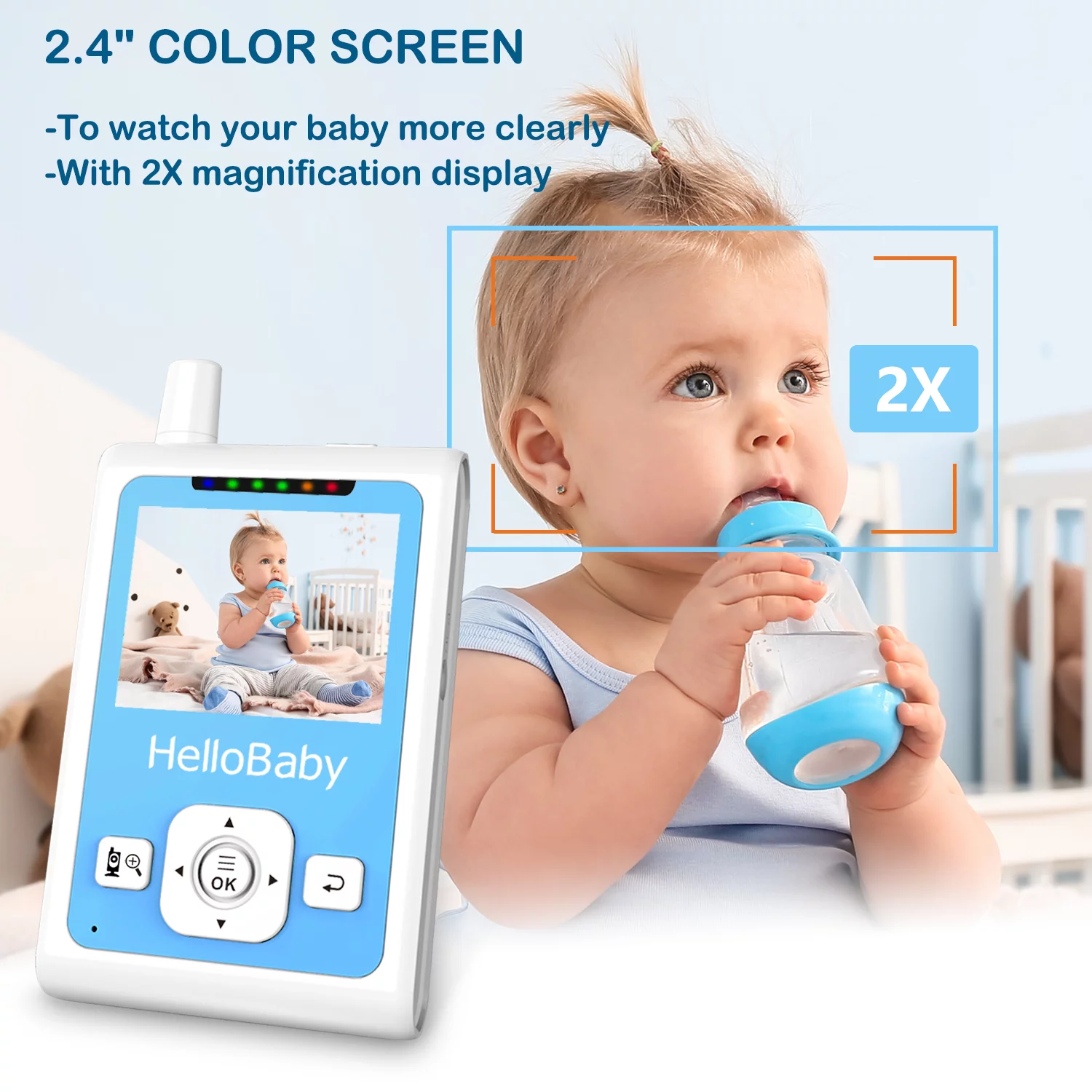 hellobaby best baby monitor - Baby Monitor HelloBaby Video Baby Monitor with 2.4 inch Screen, Night Vision, Temperature Sensor, VOX Mode, One-Way Talk, HB26  