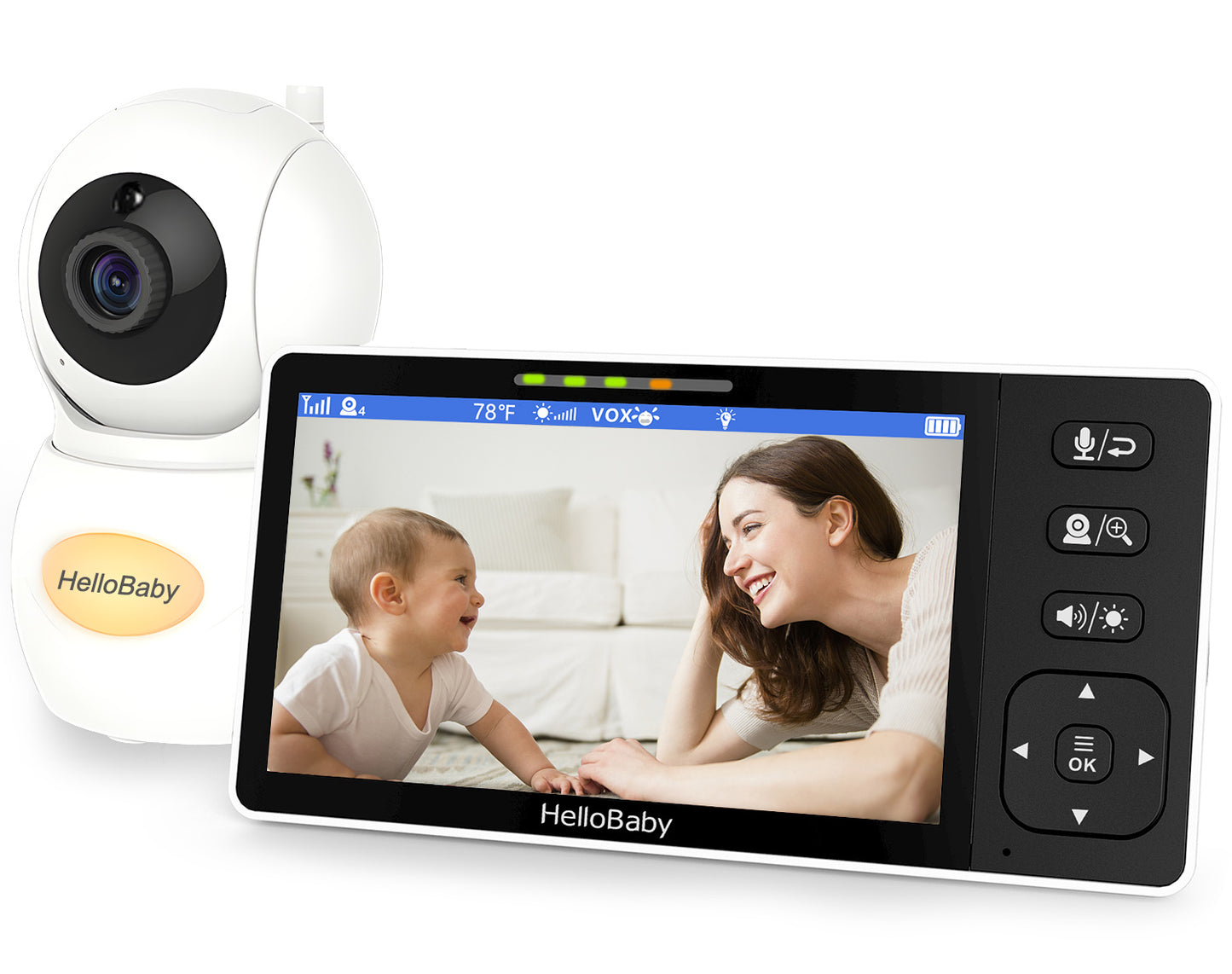 hellobaby best baby monitor - (Newest Model) HelloBaby 720P 5.5'' HD Video Baby Monitor No WiFi, Remote Pan Tilt Zoom Baby Monitor with Camera and Audio Wide View Range, 1080P Camera, Night Light, Hack Proof, 4000mAh Battery, Time&Clock  
