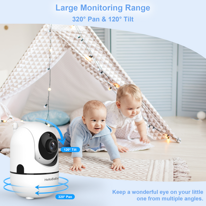 HelloBaby BBM838 Baby Monitor, No WiFi,Two-Way Talk, 4000mAh Battery, 2x Digital Zoom