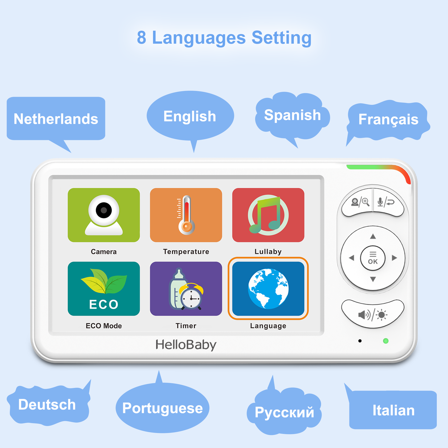 HelloBaby BBM838 Baby Monitor, No WiFi,Two-Way Talk, 4000mAh Battery, 2x Digital Zoom