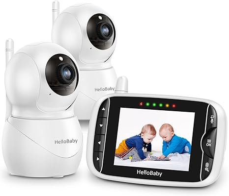 hellobaby best baby monitor - HelloBaby HB66Pro-2 Video Baby Monitor with 2 Cameras, No WiFi, IPS Screen, Night Vision & Two-Way Audio  