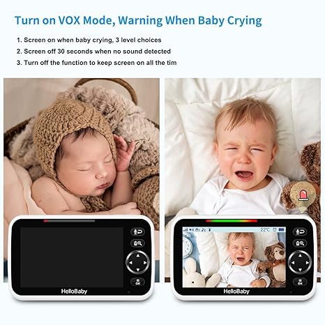 hellobaby best baby monitor - HelloBaby 5" Baby Monitor with 4 Cameras – No WiFi, 1000ft Range, Pan-Tilt-Zoom, 26-Hour Battery, Night Vision & 2-Way Audio（副本）  