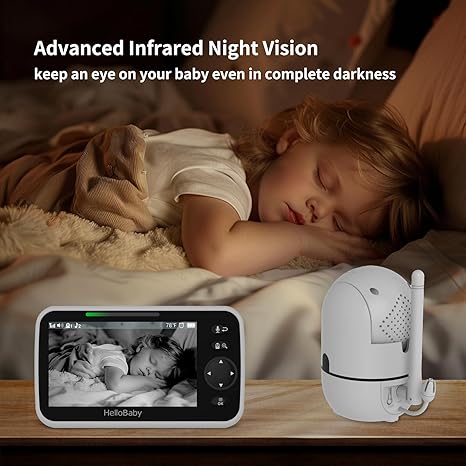 hellobaby best baby monitor - HelloBaby 5" Baby Monitor with 3 Cameras+ camera stands – No WiFi, 1000ft Range, Pan-Tilt-Zoom, 26-Hour Battery, Night Vision & 2-Way Audio  