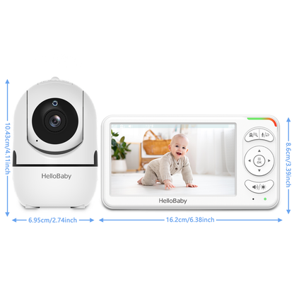 HelloBaby BBM838 Baby Monitor, No WiFi,Two-Way Talk, 4000mAh Battery, 2x Digital Zoom