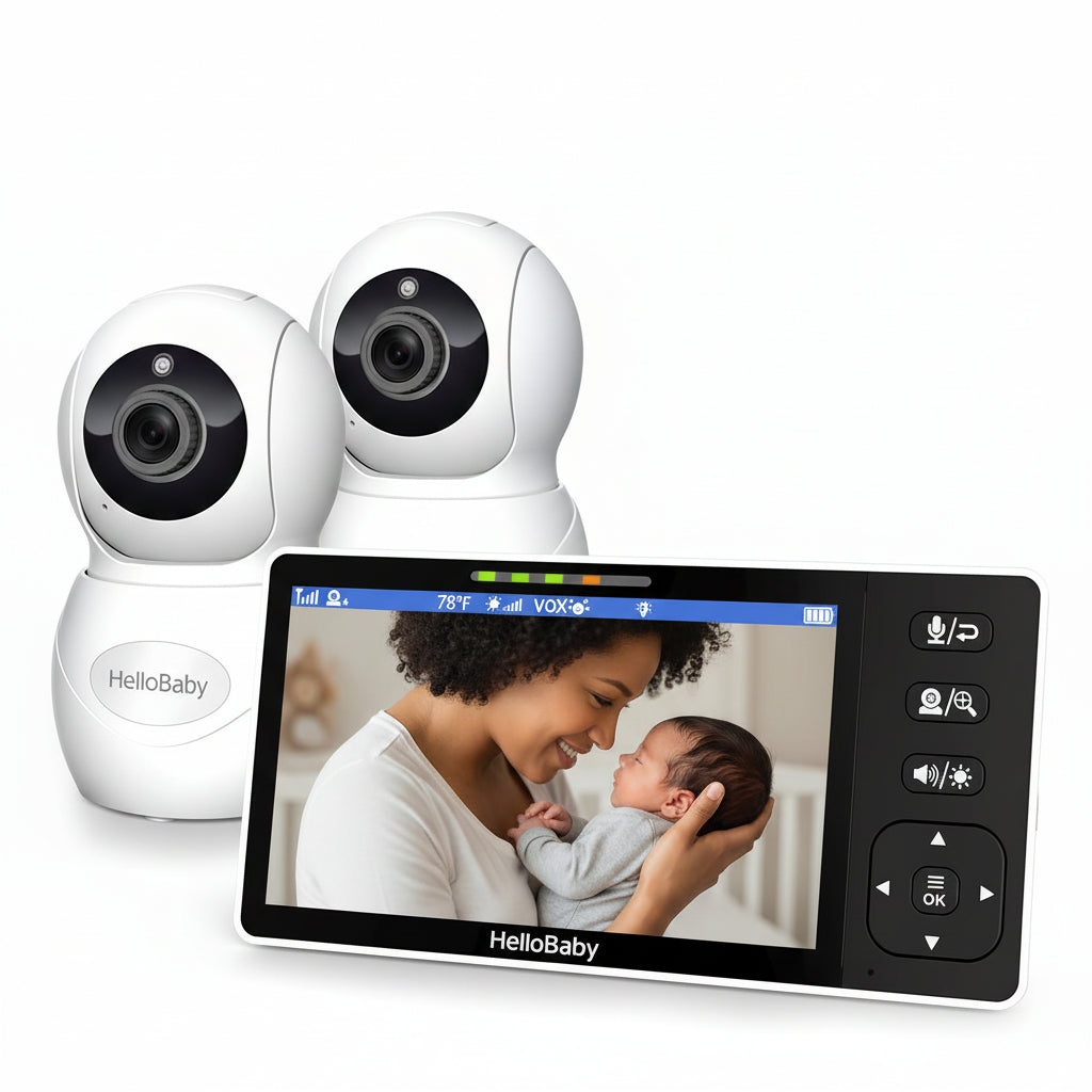 HelloBaby 720P Split Screen Baby Monitor with 2 Cameras HB6081-2