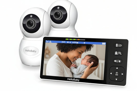 hellobaby best baby monitor - HelloBaby HB6081-2 Split Screen Baby Monitor with 2 Cameras, 720P, No WiFi, Night Vision & 2-Way Audio  