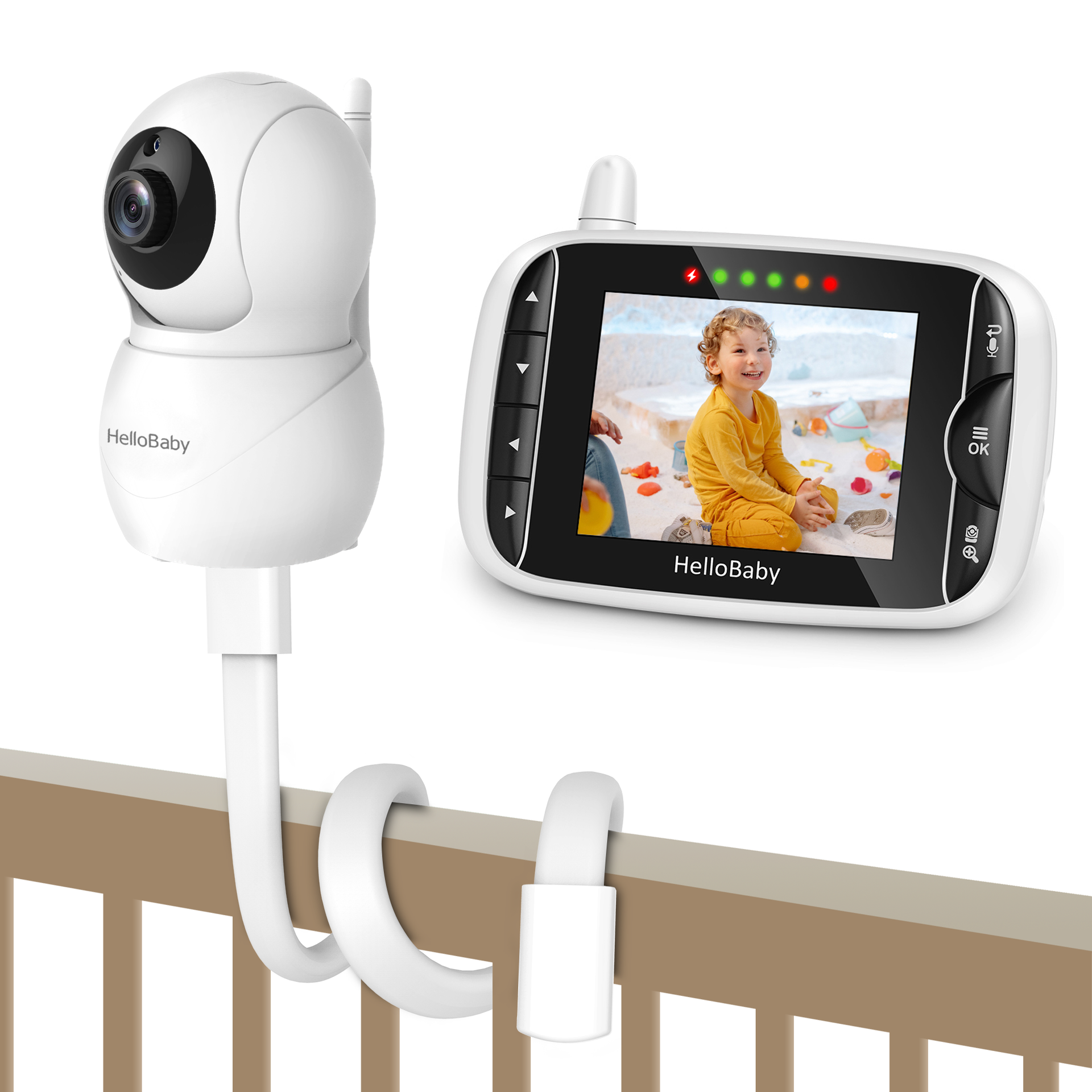 HB66-Baby Video Monitor with Remote Pan-Tilt-Zoom, 3.2'' Display
