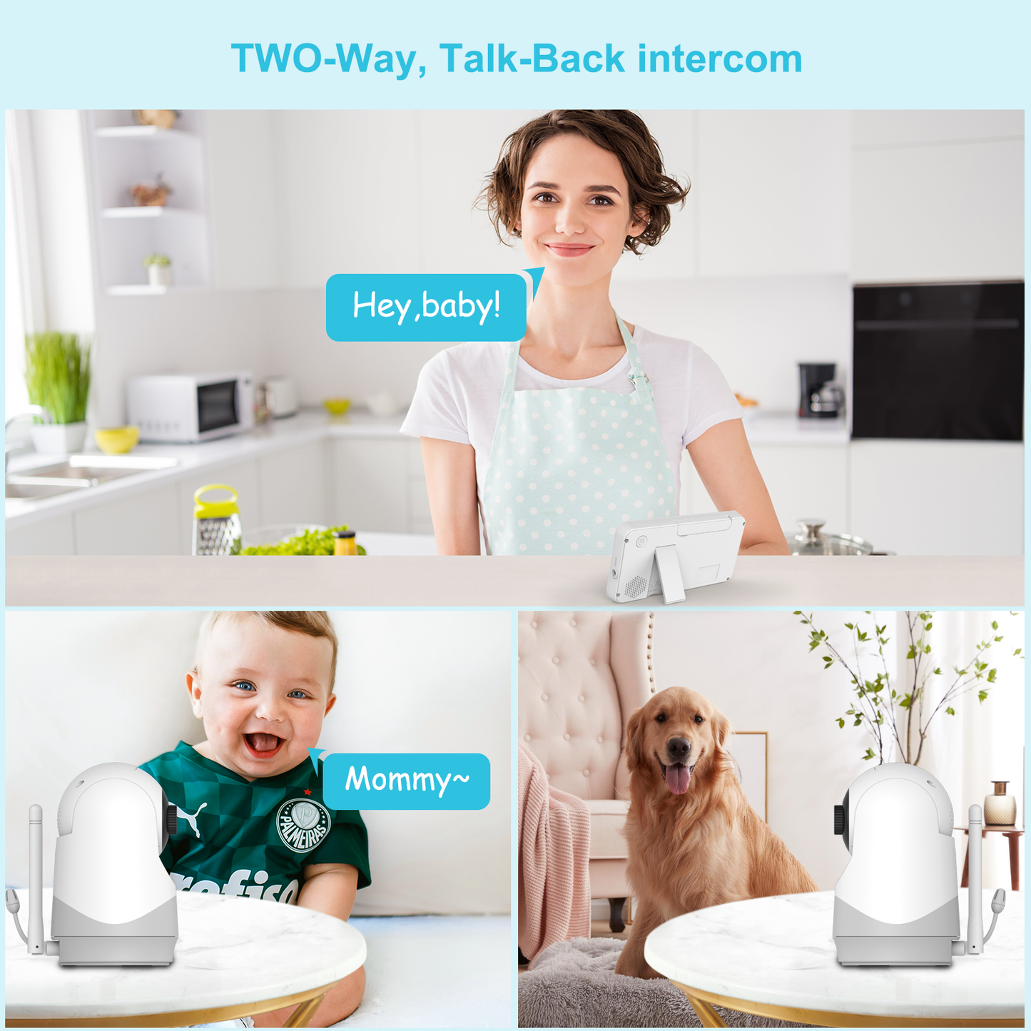 HB6256-2 5.0 Inch Video Baby Monitor with Two Camera