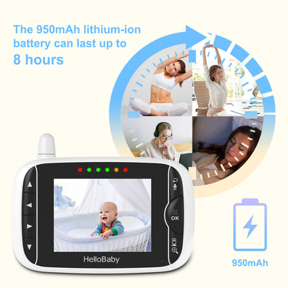 HelloBaby HB39 Video Baby Monitor,3.2” LCD Display, 2.4GHz Wireless, Two-Way Audio, 1000ft Range, 8-Hour Battery, No WiFi