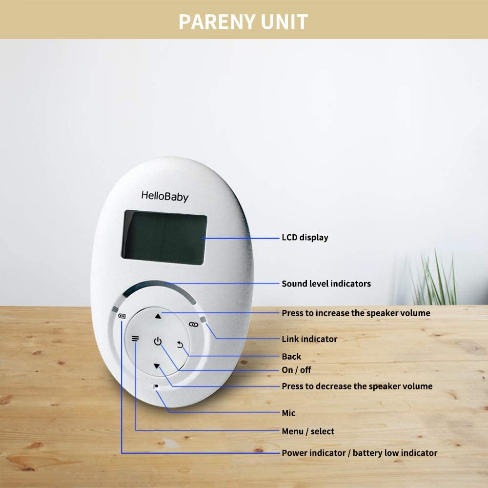 hellobaby best baby monitor - HB180-Two-Way Audio Baby Monitor with Temprature Sensor, Sound Alert, Lullabies & Night Light  