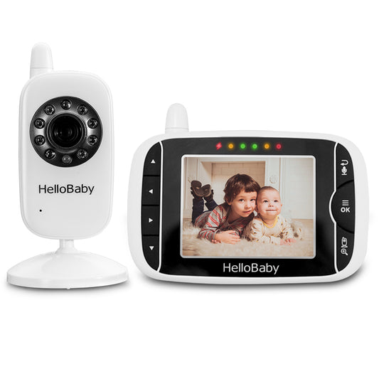  HelloBaby Video Baby Monitor with Remote Camera Pan-Tilt-Zoom,  3.2'' Color LCD Screen, Infrared Night Vision, Temperature Display,  Lullaby, Two Way Audio : Baby