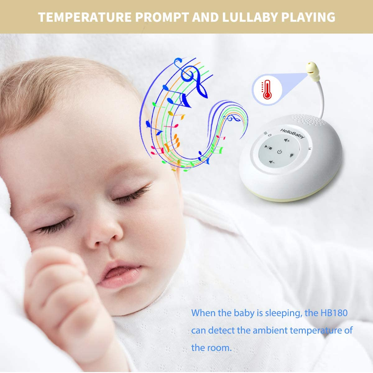 hellobaby best baby monitor - HB180-Two-Way Audio Baby Monitor with Temprature Sensor, Sound Alert, Lullabies & Night Light  