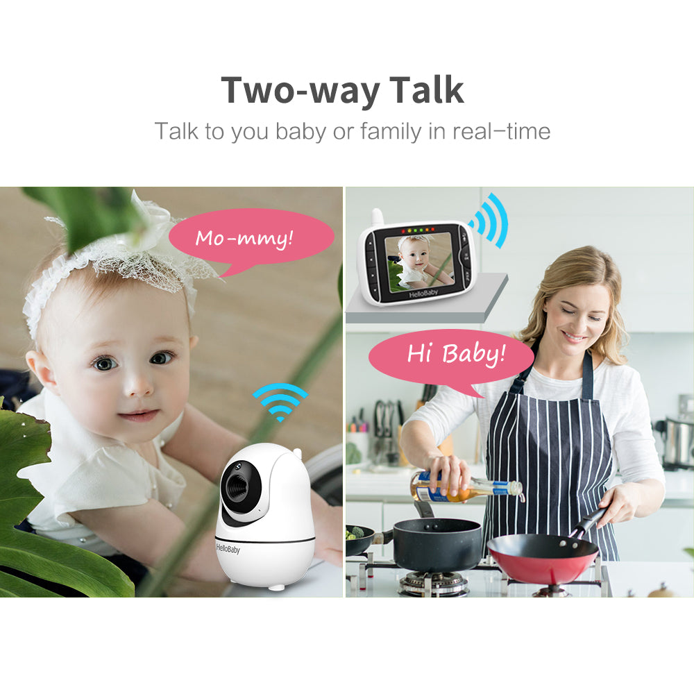 HelloBaby HB65 3.2” Color BABY MONITOR w/Pan-Tilt-Zoom & Nite Vision,  Lullabies+ 190835309789