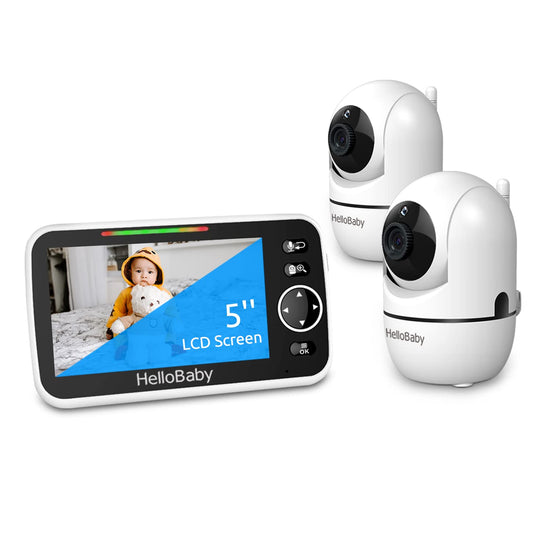 HelloBaby 720P 5.5'' HD Video Baby Monitor No WiFi, Remote Pan